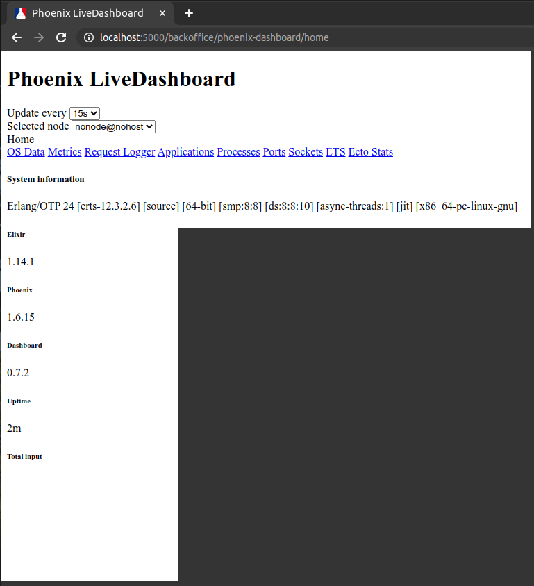 phoenix LiveDashboard without css